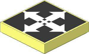 Tile  2 x  2 with Four White Arrows Pointing Outwards on Black Sticker