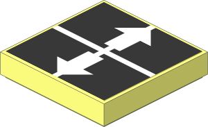 Tile  2 x  2 with Two White Arrows Pointing Outwards on Black Sticker