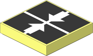 Tile  2 x  2 with Two White Arrows Pointing Inwards on Black Sticker