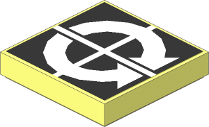 Tile  2 x  2 with Two White Curved Arrows Inwards on Black Sticker