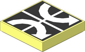 Tile  2 x  2 with Two White Curved Arrows Outwards on Black Sticker