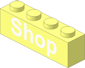 Brick  1 x  4 with White "Shop" Pattern