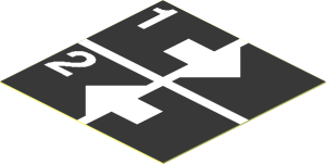 Sticker  1.9 x  1.9 with White Arrows Right and Left, Numbers One and Two on Black Background