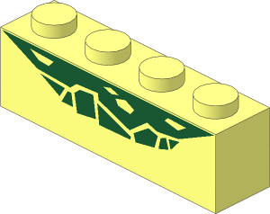Brick  1 x  4 with Dark Green Reptile Scale Pattern