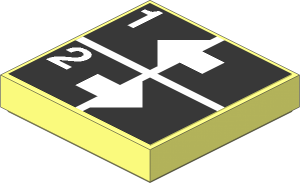 Tile  2 x  2 with White Arrows Left and Right, Numbers One and Two on Black Sticker