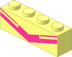 Brick  1 x  4 with Magenta Chevron Pattern