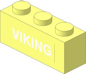 Brick  1 x  3 with White "VIKING" Sticker