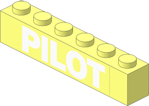 Brick  1 x  6 with White "PILOT" Sticker