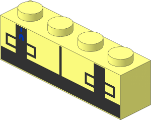 Brick  1 x  4 with Metallic Silver Crossed Stripes, Black Pockets and Blue Pen Pattern