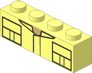 Brick  1 x  4 with Jacket and  2 Pockets Pattern
