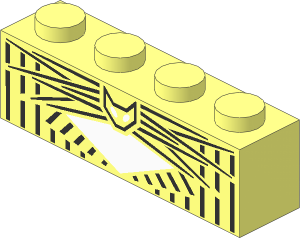 Brick  1 x  4 with Bat Head and Metallic Silver Striped Jacket Pattern