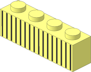 Brick  1 x  4 with 16 Metallic Silver Stripes Pattern