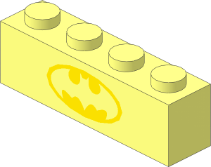 Brick  1 x  4 with Batman Logo in Yellow Oval Pattern