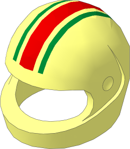 Minifig Helmet Standard with 1 Red and 2 Green Stripes Pattern