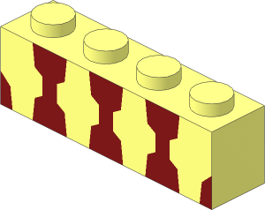Brick  1 x  4 with  3 Dark Red Vertical Stripes Pattern
