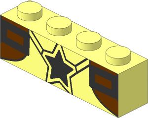 Brick  1 x  4 with Silver Star and  2 Belt Buckles Pattern