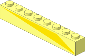 Brick  1 x  8 with Yellow Triangle Left Sticker