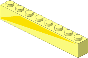 Brick  1 x  8 with Yellow Triangle Right Sticker