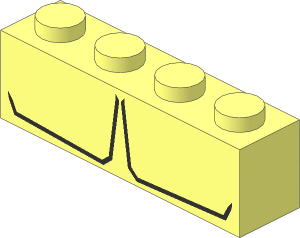 Brick  1 x  4 with Black Pectoral Muscles Pattern