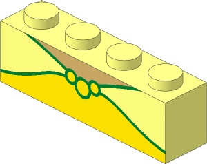 Brick  1 x  4 with Collar, Yellow Dress and Metallic Gold Necklace Pattern
