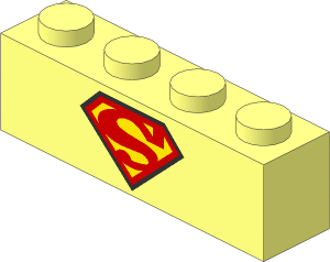 Brick  1 x  4 with Superman Logo with Black Border Pattern