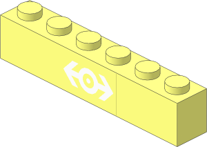Brick  1 x  6 with White Train Logo Sticker