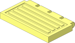 Hinge Tile  2 x  4 with Ribs with White Train Logo Sticker on Bottom