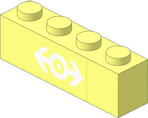 Brick  1 x  4 with White Train Logo Sticker