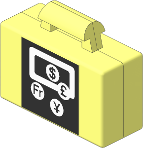Minifig Suitcase with Banknote and Coins Stickers