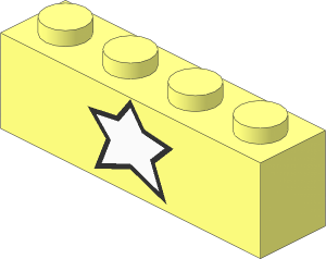 Brick  1 x  4 with Black Outlined White Star Pattern
