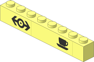 Brick  1 x  8 with Black Train Logo and Coffee Cup Sticker