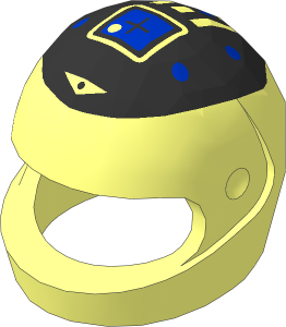 Minifig Helmet Standard with Black, Blue and Silver Unitron Pattern