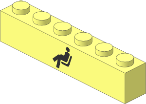 Brick  1 x  6 with Black Waiting Room Sticker