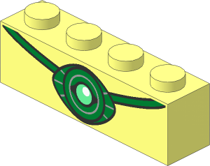 Brick  1 x  4 with Metallic Gold Eye-Shaped Medallion Pattern