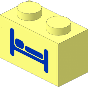 Brick  1 x  2 with Blue Bed Icon Sticker