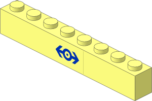 Brick  1 x  8 with Blue Train Logo Sticker