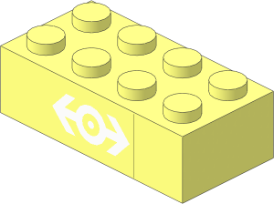 Brick  2 x  4 with White Train Logo Sticker