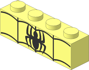 Brick  1 x  4 with Black Spider Web and Black Spider-Man Logo Pattern