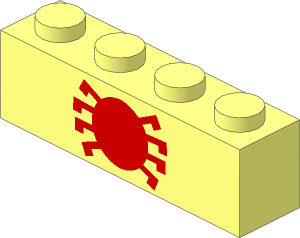 Brick  1 x  4 with Red Spider Pattern