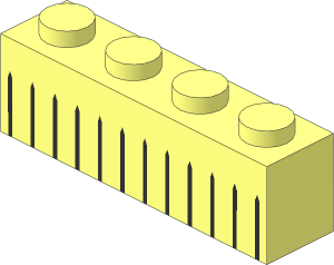 Brick  1 x  4 with 12 Black Pointed Lines Pattern