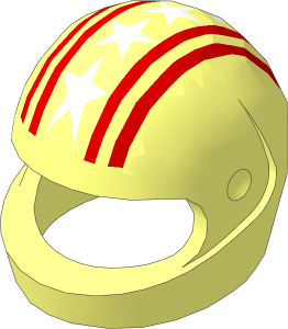 Minifig Helmet Standard with Red Lines and White Stars Pattern