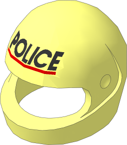 Minifig Helmet Standard with Black 'POLICE' and Red Line Pattern