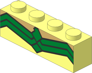 Brick  1 x  4 with Tan Shapes And Metallic Gold Eagle Pattern