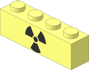 Brick  1 x  4 with Black Radioactivity Warning Sign Pattern