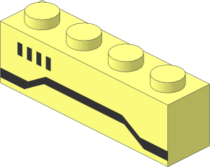Brick  1 x  4 with  4 Black Squares and Black Stripe Pattern