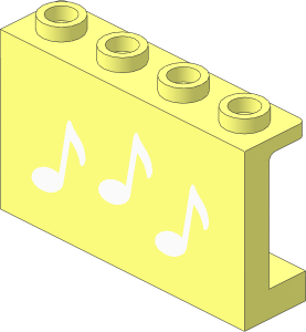 Panel  1 x  4 x  2 with  3 White Music Notes Pattern