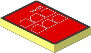 Tile  2 x  3 with Silver Border, White Menu Icons and "14:23" on Dark Silver Background Pattern
