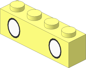 Brick  1 x  4 with  2 White Ovals and Black Outline Pattern