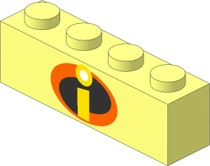 Brick  1 x  4 with Incredibles Logo Pattern