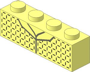Brick  1 x  4 with Dark Bluish Grey Collar and Metallic Silver Grid Pattern